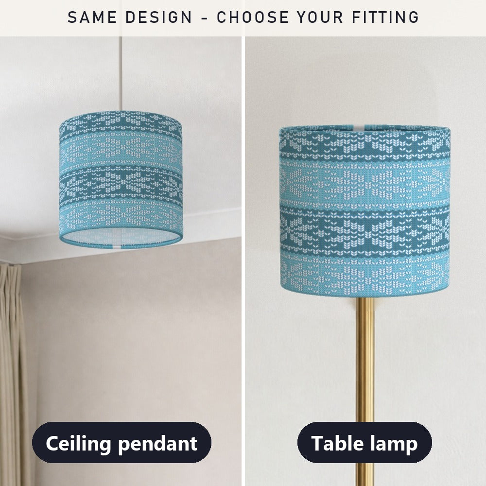 Blue Nordic Knit Pattern lampshade