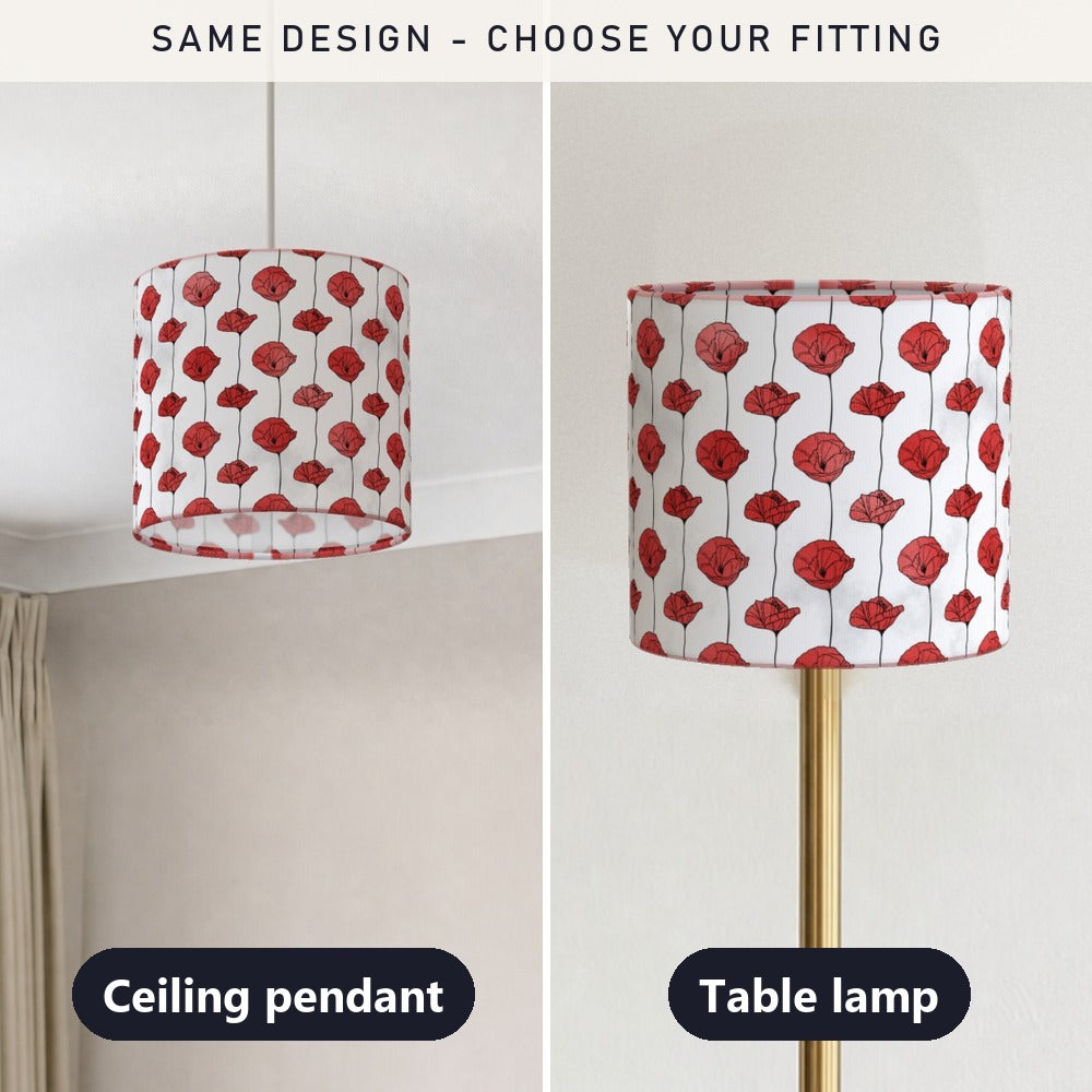 Red Poppy Floral Pattern lampshade