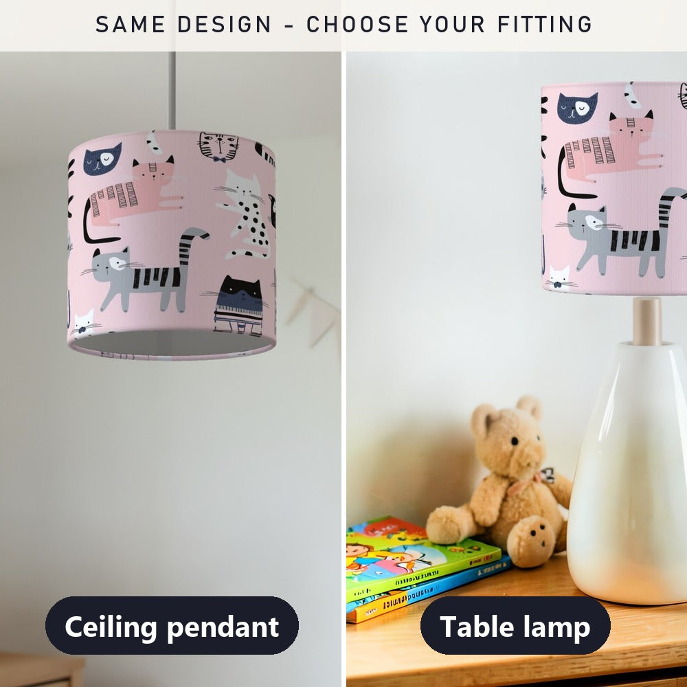 Pink Whimsical Cat lampshade