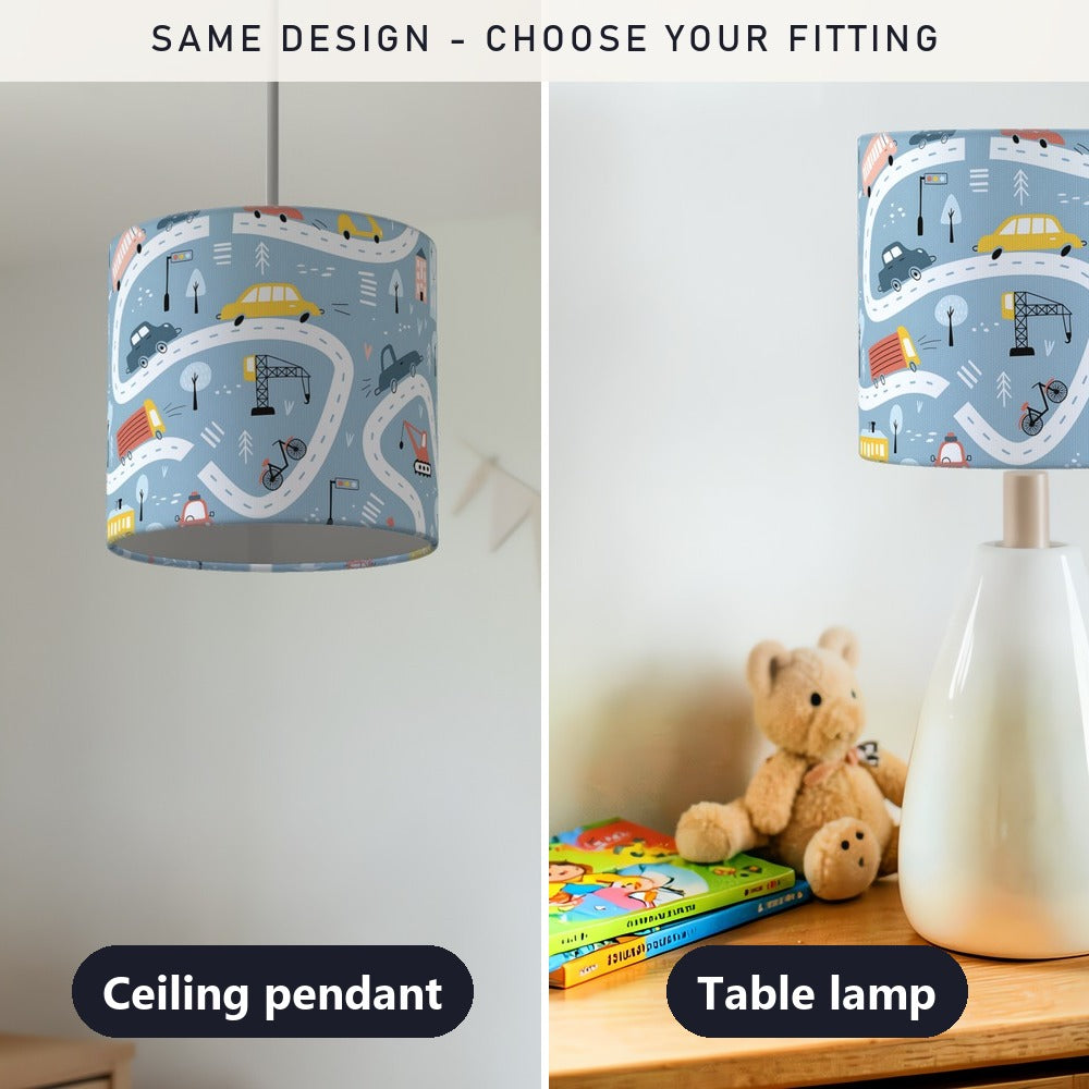 Blue Roadmap Cars and Trucks lampshade