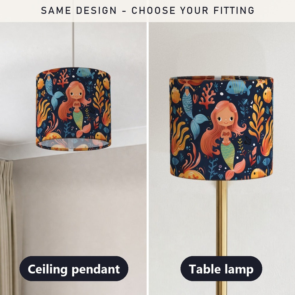 Mermaid with Coral and Fish lampshade
