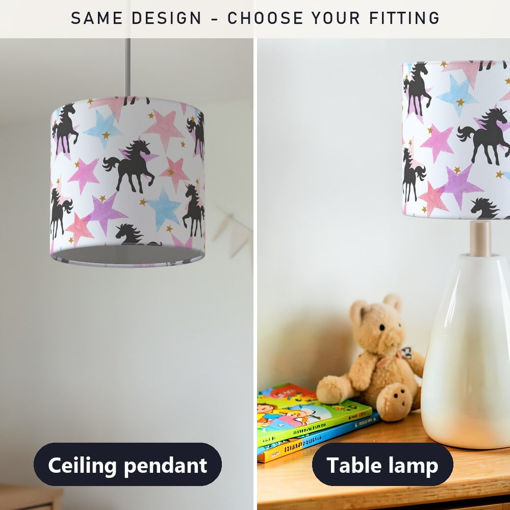 Pink Unicorn and Star Pattern lampshade