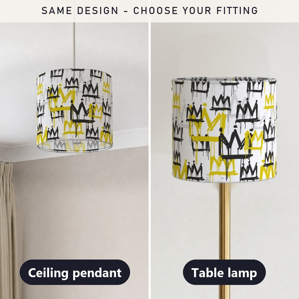 Bold Gold and Black Crown Pattern lampshade