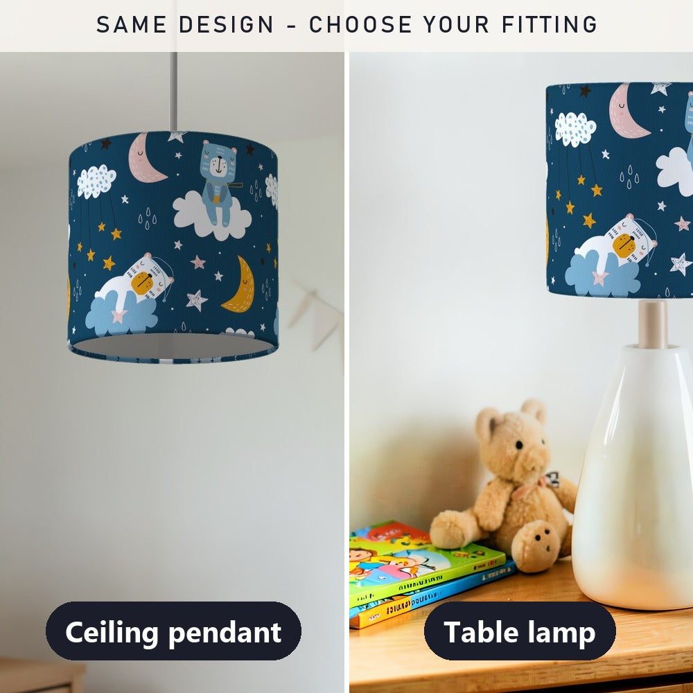 Blue Starry Night Teddy Bear lampshade