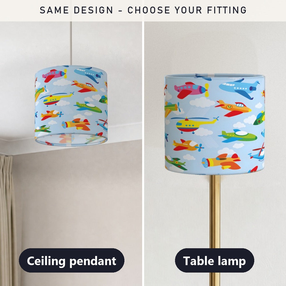 Colorful Helicopter and Airplane Sky lampshade
