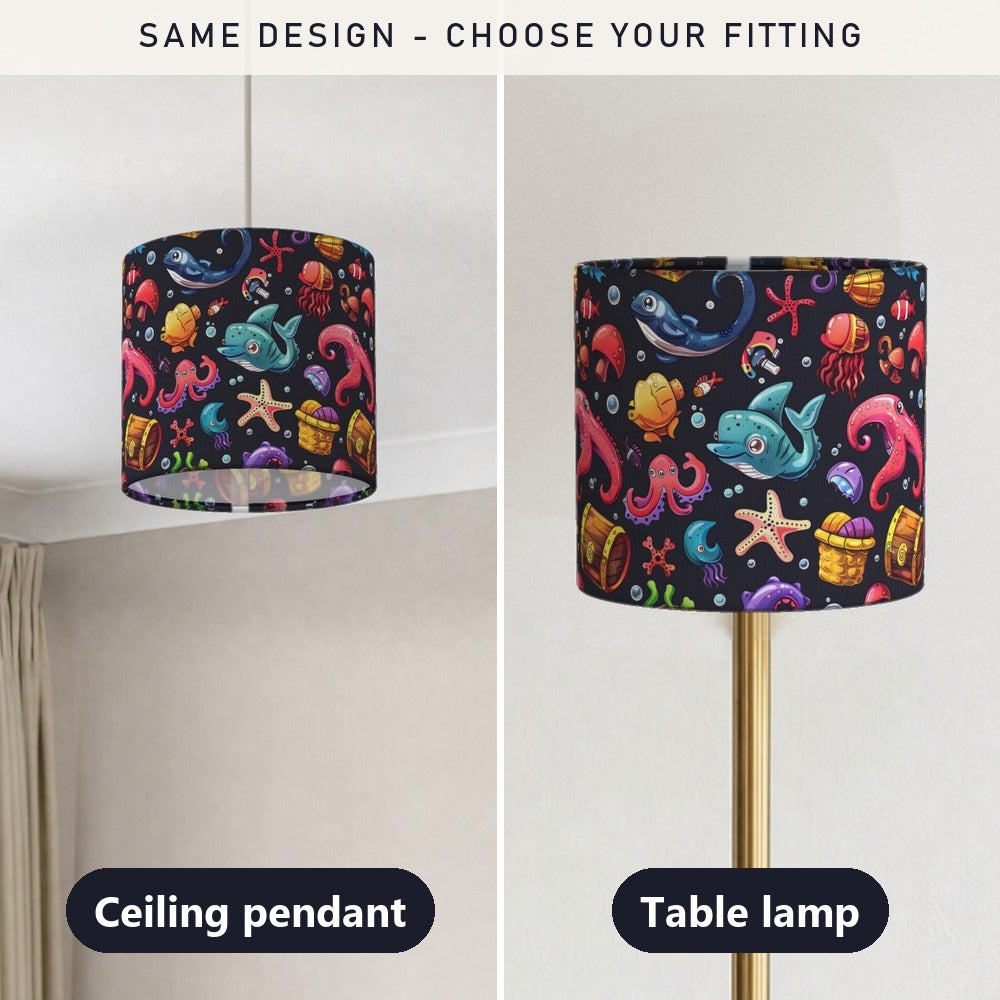 Shark Octopus Treasure Chest lampshade