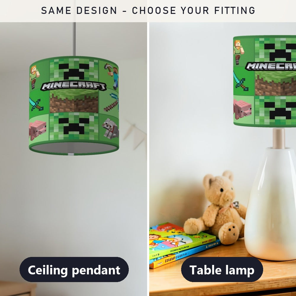 Pixels Mining Game Character Collage lampshade