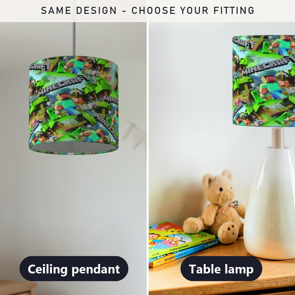 Kids Bedroom Pixels Mining Game lampshade