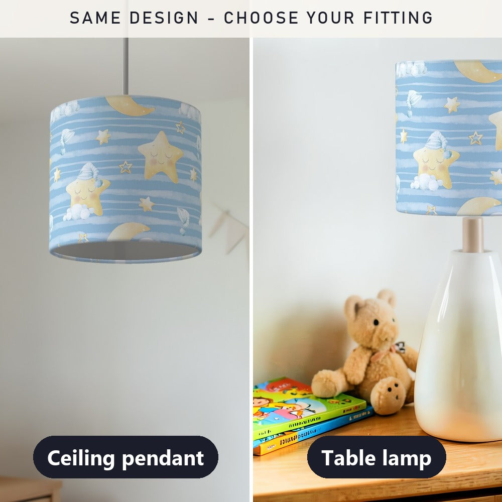 Blue Star and Moon Pattern lampshade