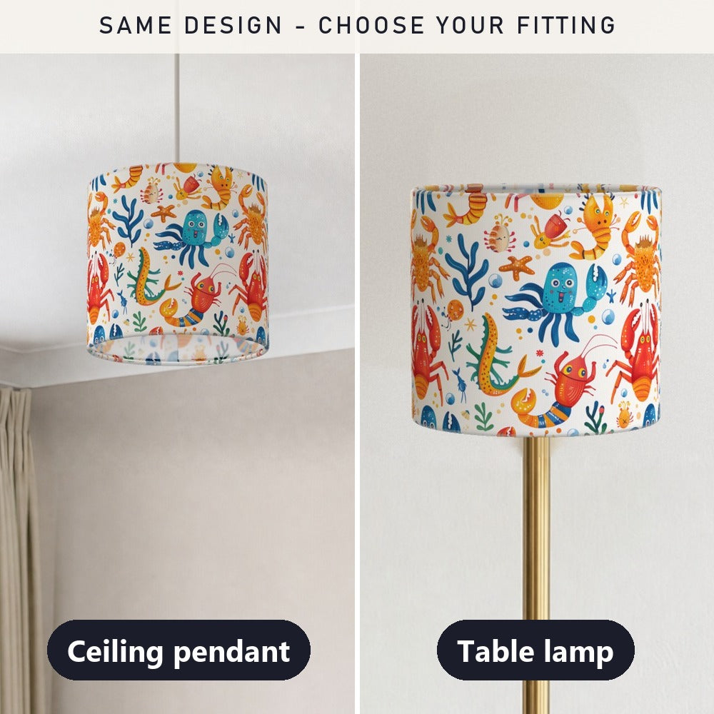 Colourful Crabs and Octopus lampshade