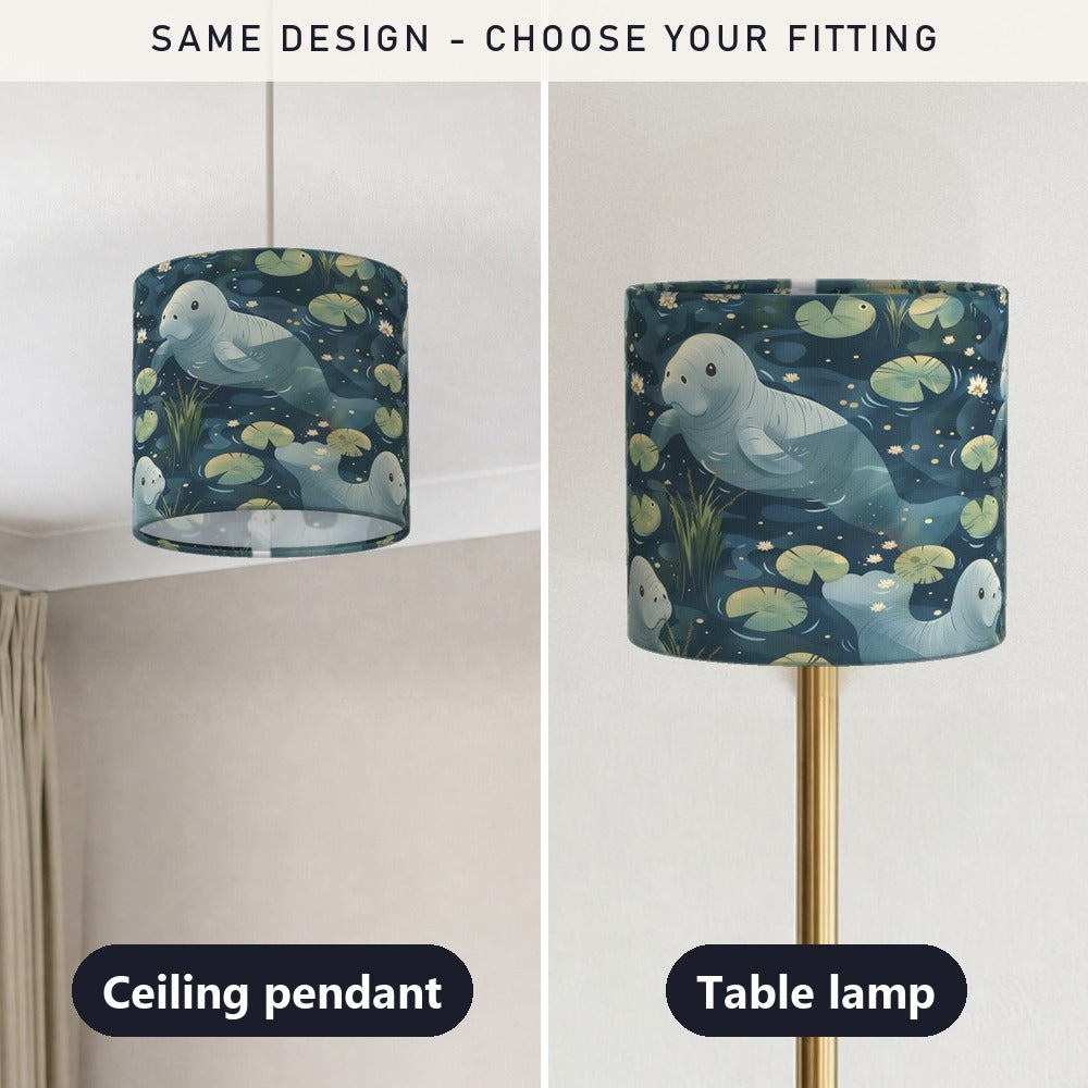 Gentle Manatees on Dark lampshade