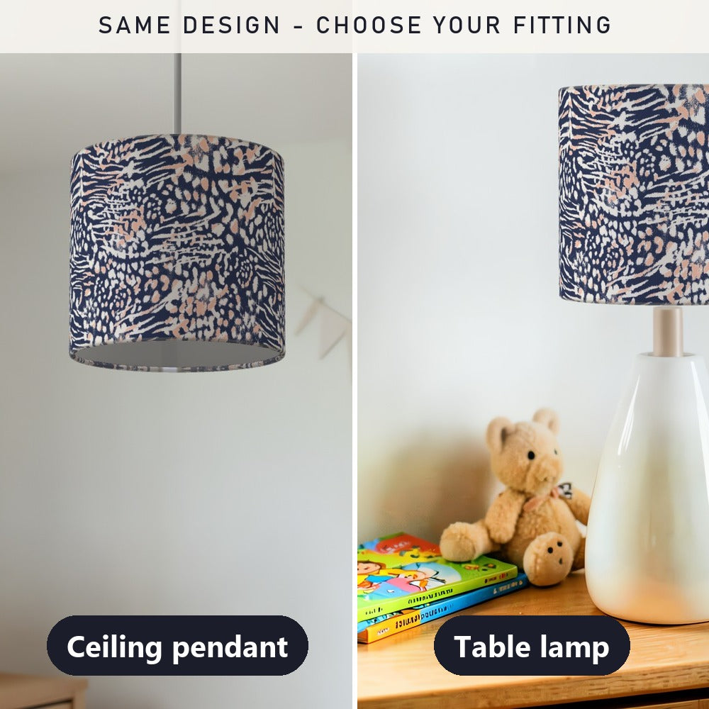 Navy and Peach Animal lampshade