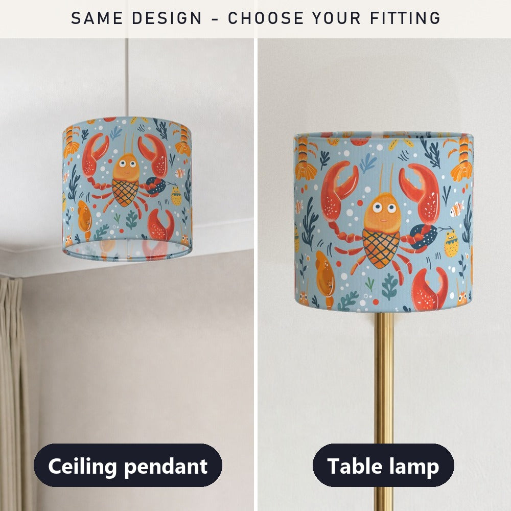 Bright Crabs and Fish lampshade