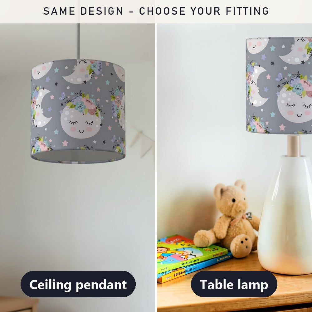Floral Moon and Stars lampshade