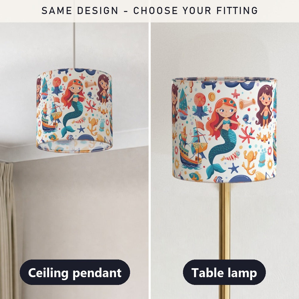 Mermaids and Sailboats lampshade