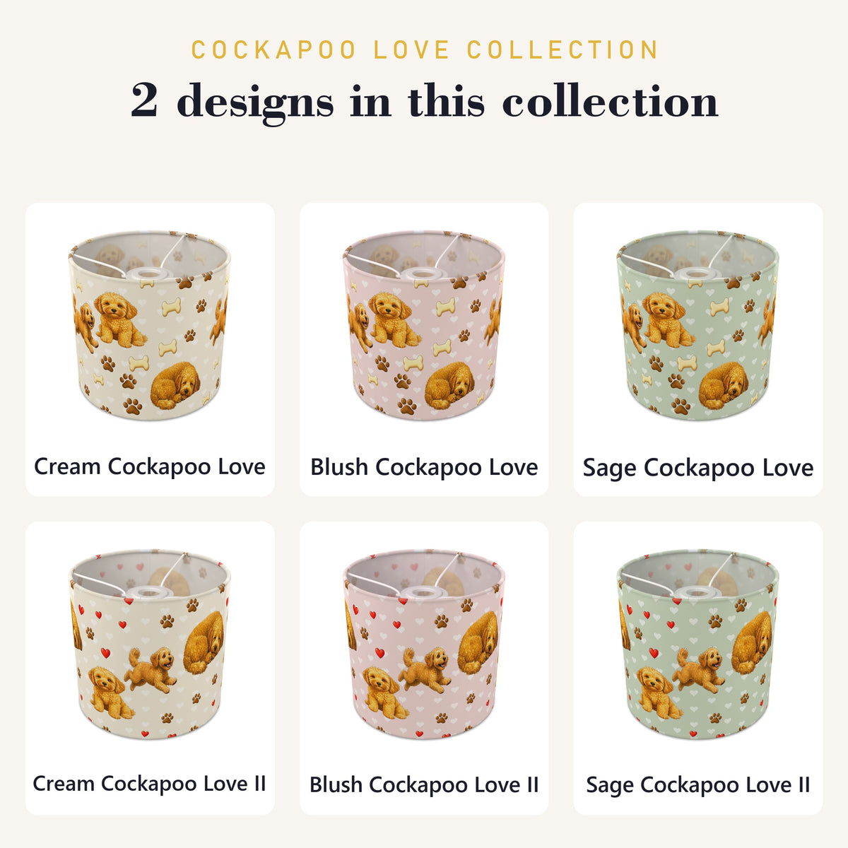 Cream Cockapoo Love lampshade - 20cm x 18.5cm Ceiling - photo 8