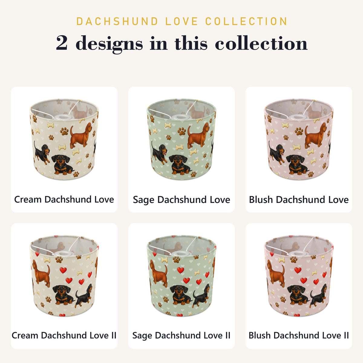 Sage Dachshund Love lampshade - 20cm x 18.5cm Ceiling - photo 8