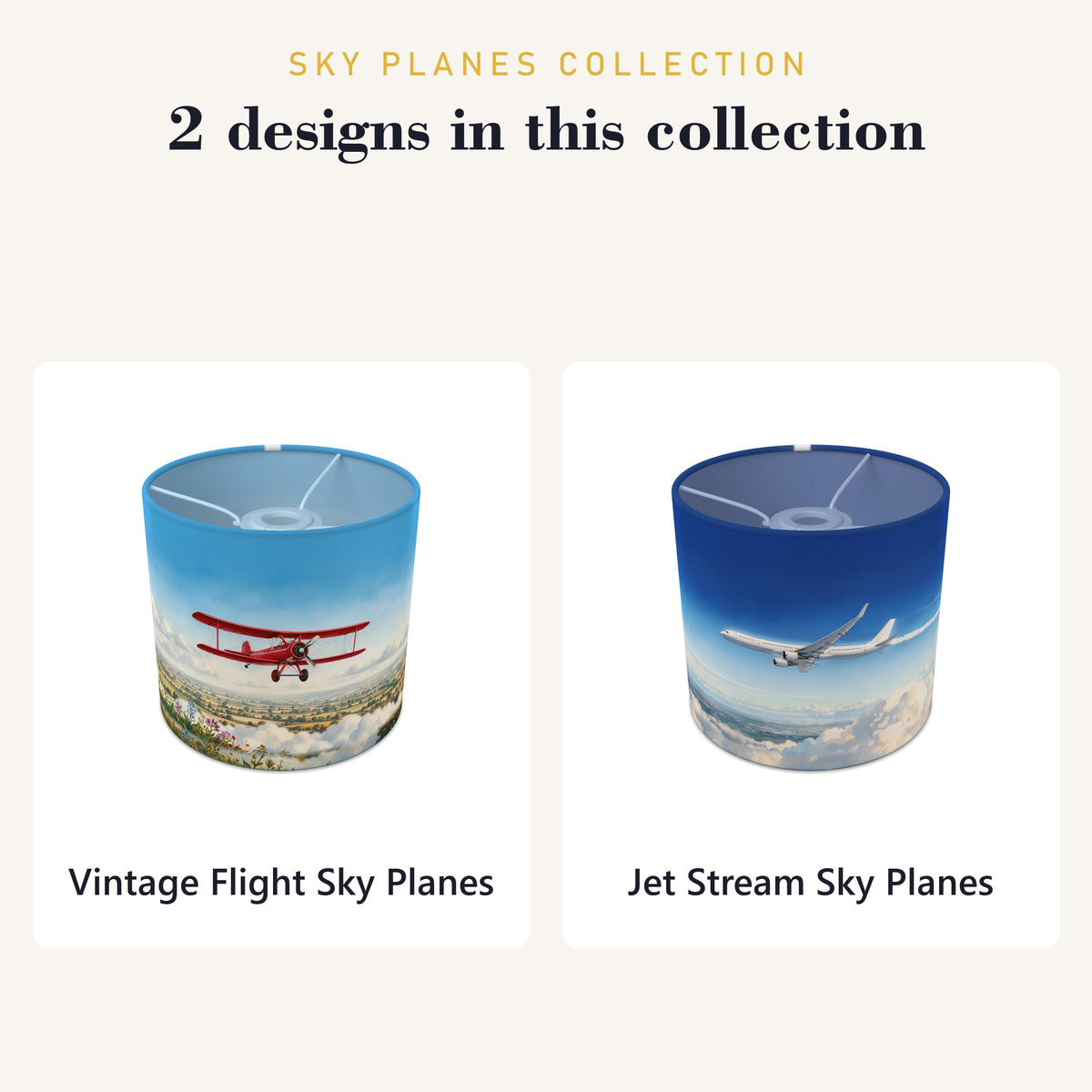 Sky Planes wraparound lampshade - Vintage Flight - photo 9