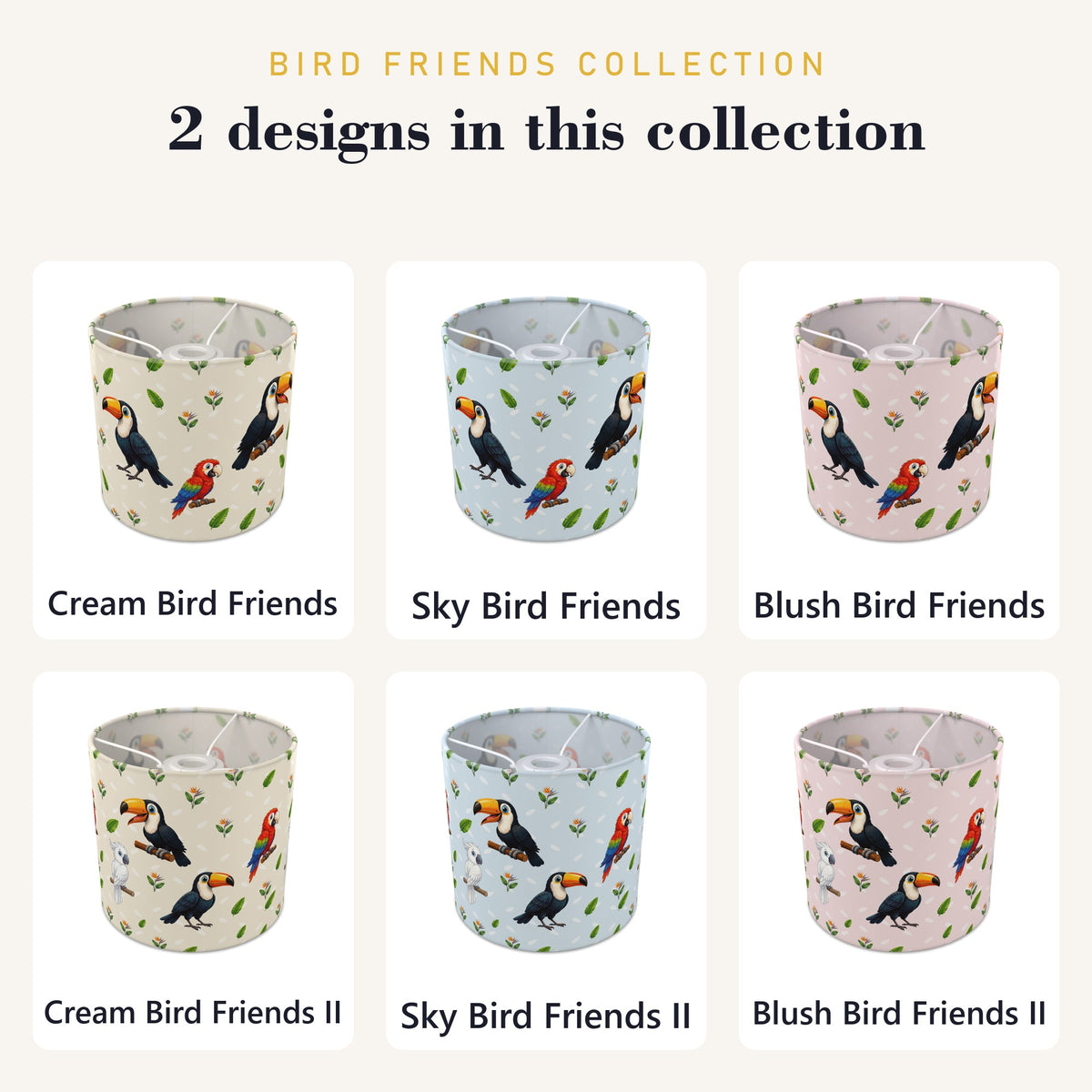 Cream Bird Friends lampshade - 20cm x 18.5cm Ceiling - photo 8