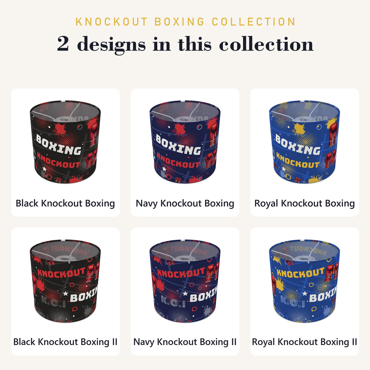 Navy Knockout Boxing lampshade - 20cm x 18.5cm Ceiling - photo 8