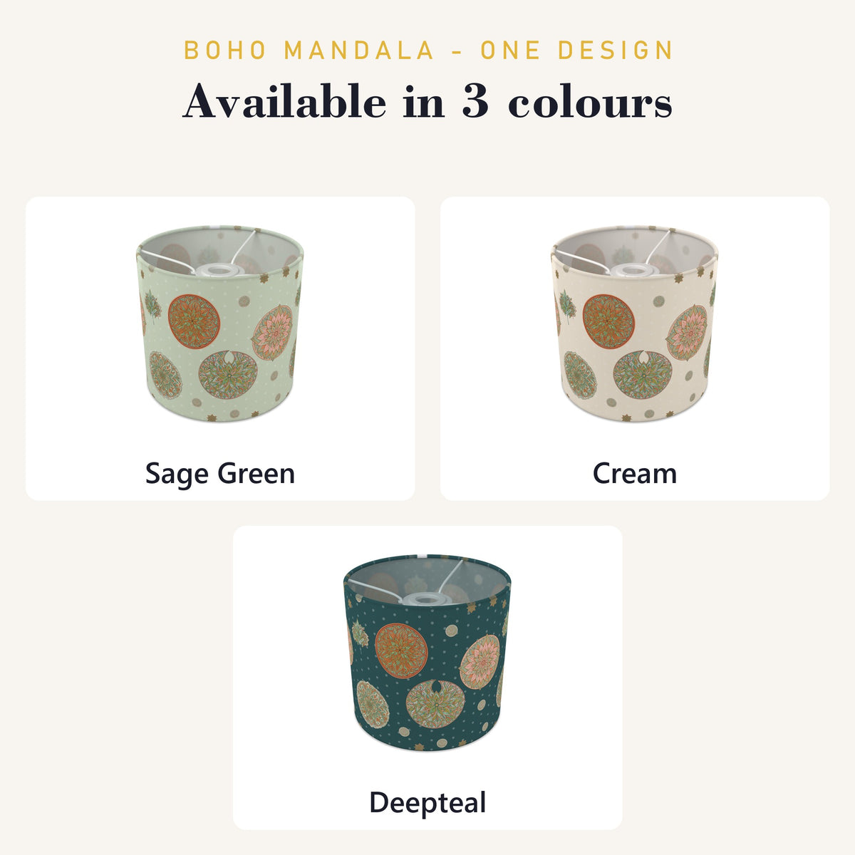 Sage Boho Mandala lampshade - 20cm x 18.5cm Ceiling - photo 8