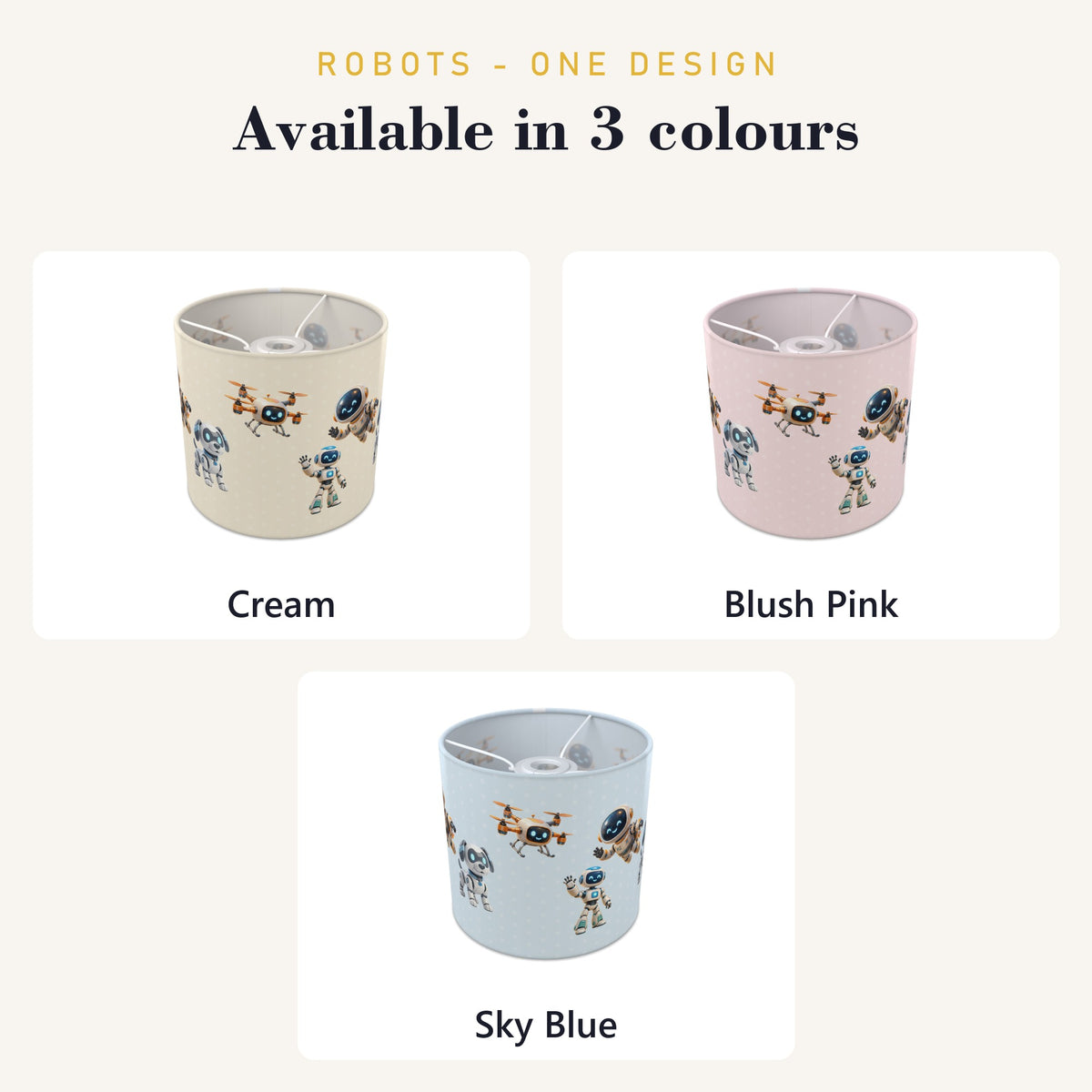 Blush Robots lampshade - 20cm x 18.5cm Ceiling - photo 8