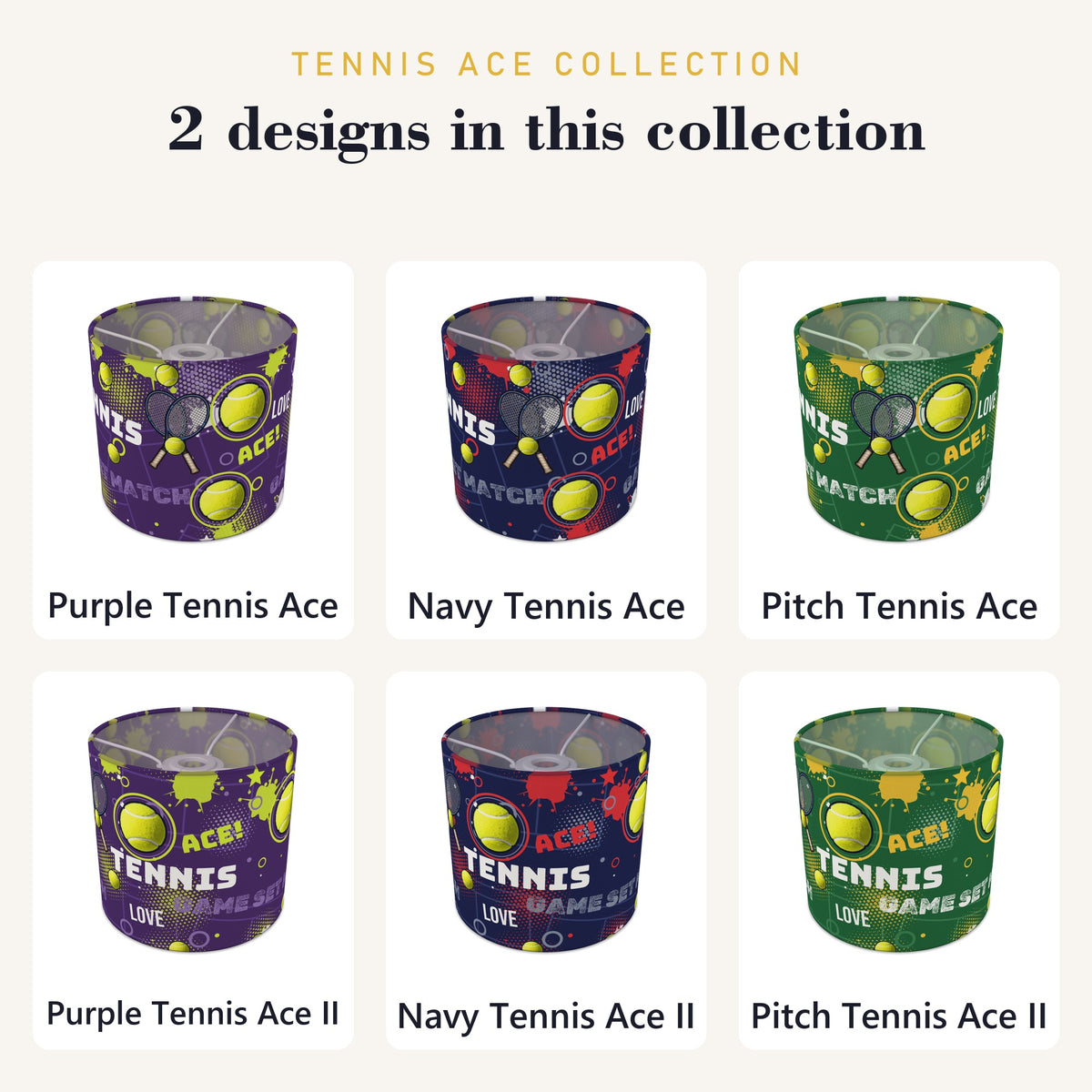 Purple Tennis Ace lampshade - 20cm x 18.5cm Ceiling - photo 8
