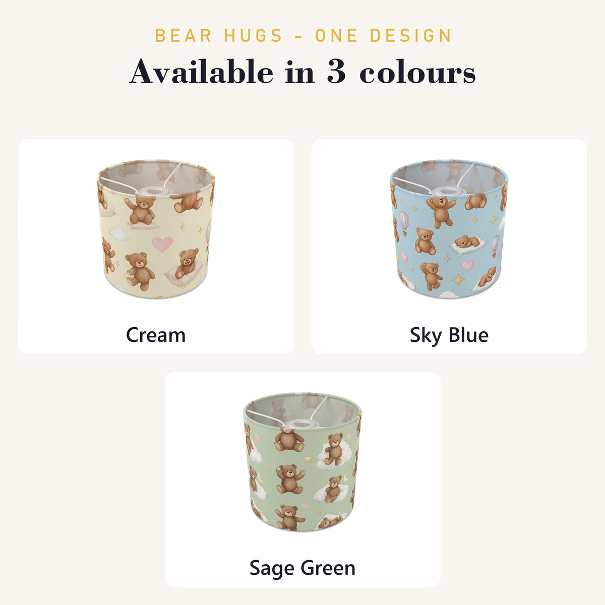 Cream Bear Hugs lampshade - 20cm x 18.5cm Ceiling - photo 8