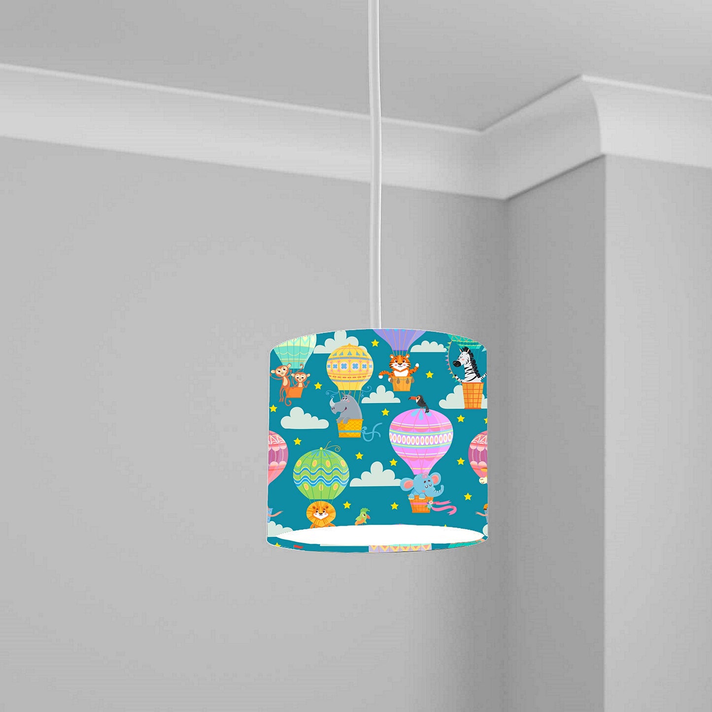 Colorful Hot Air Balloon Animal Print Ceiling Lampshade Lightshade for Nursery - 20cm x 18.5cm