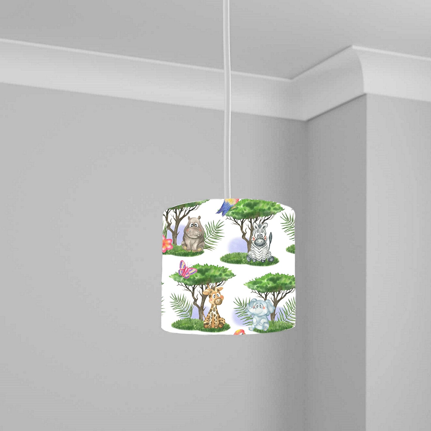 Jungle Safari Animal Print Ceiling Lampshade Lightshade for Nursery 1 2 3 4 5-20cm x 18.5cm