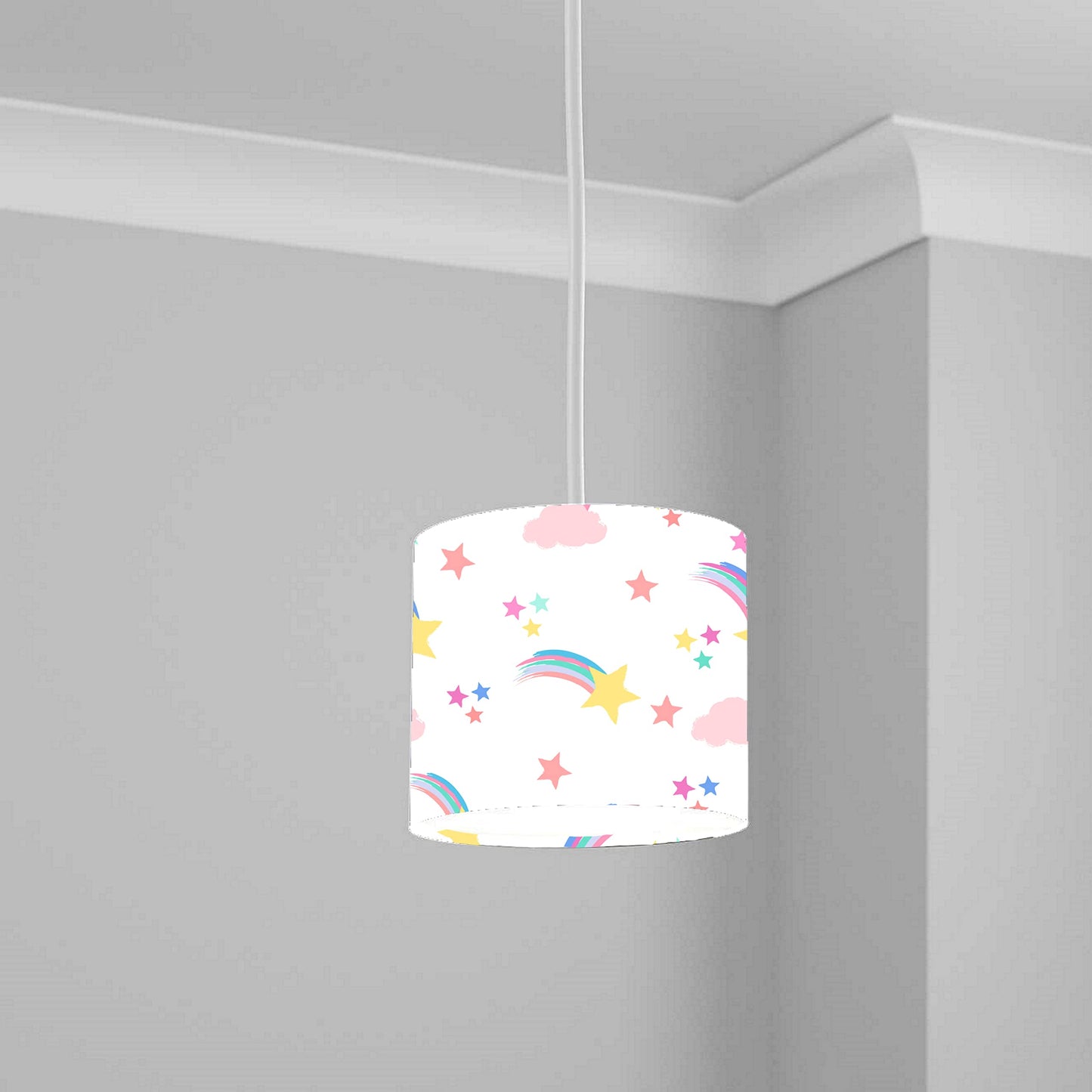 Rainbow Shooting Stars Ceiling Lampshade Lightshade for Nursery - 20cm x 18.5cm