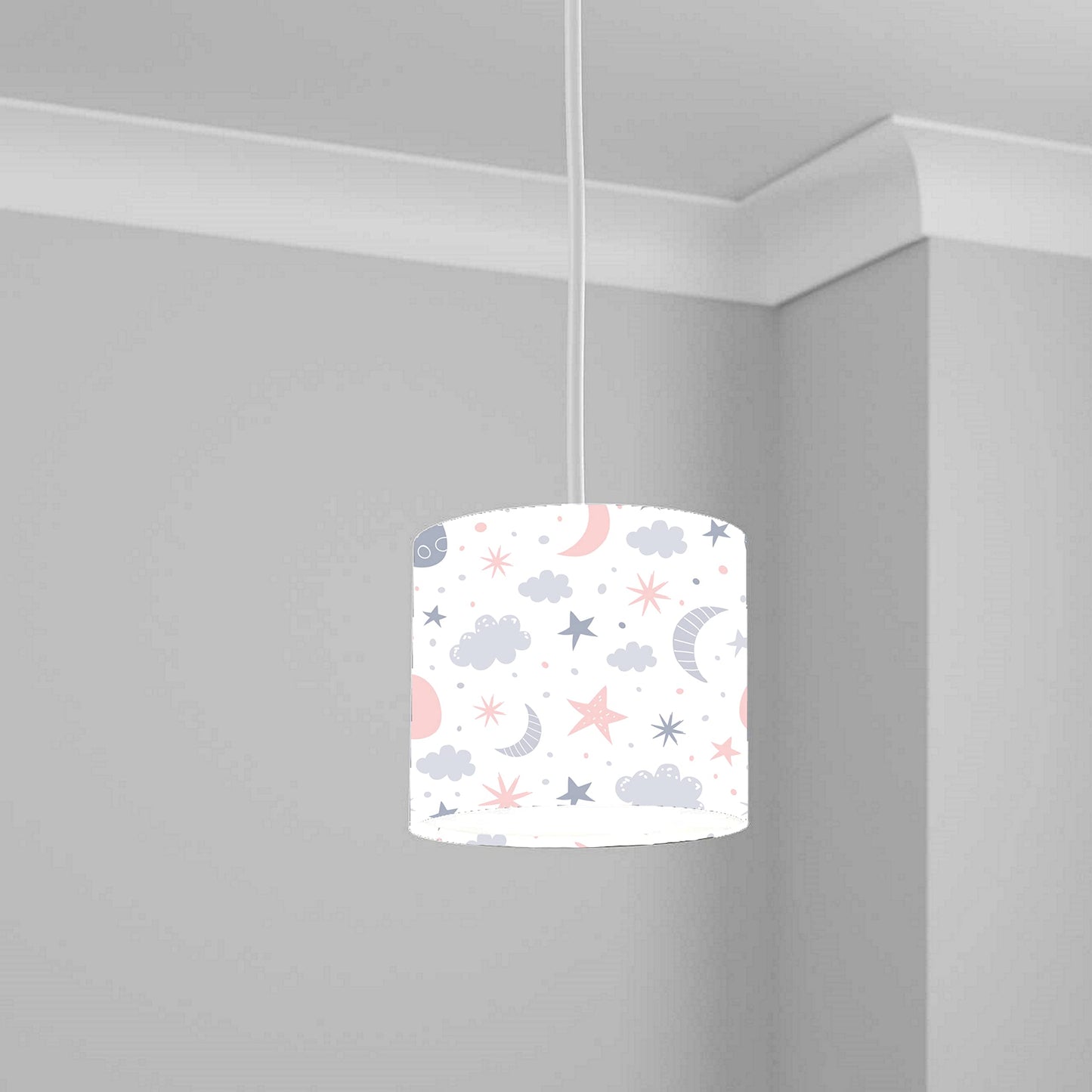 Pastel Moon and Stars Ceiling Lampshade Lightshade for Room - 20cm x 18.5cm