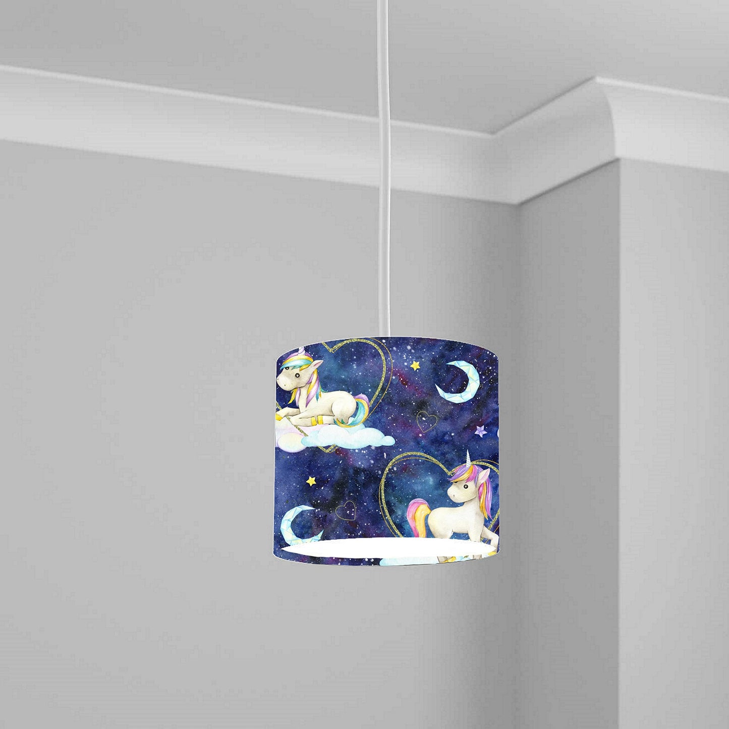 Magical Unicorn and Moon Ceiling Lampshade Lightshade for Nursery - 20cm x 18.5cm