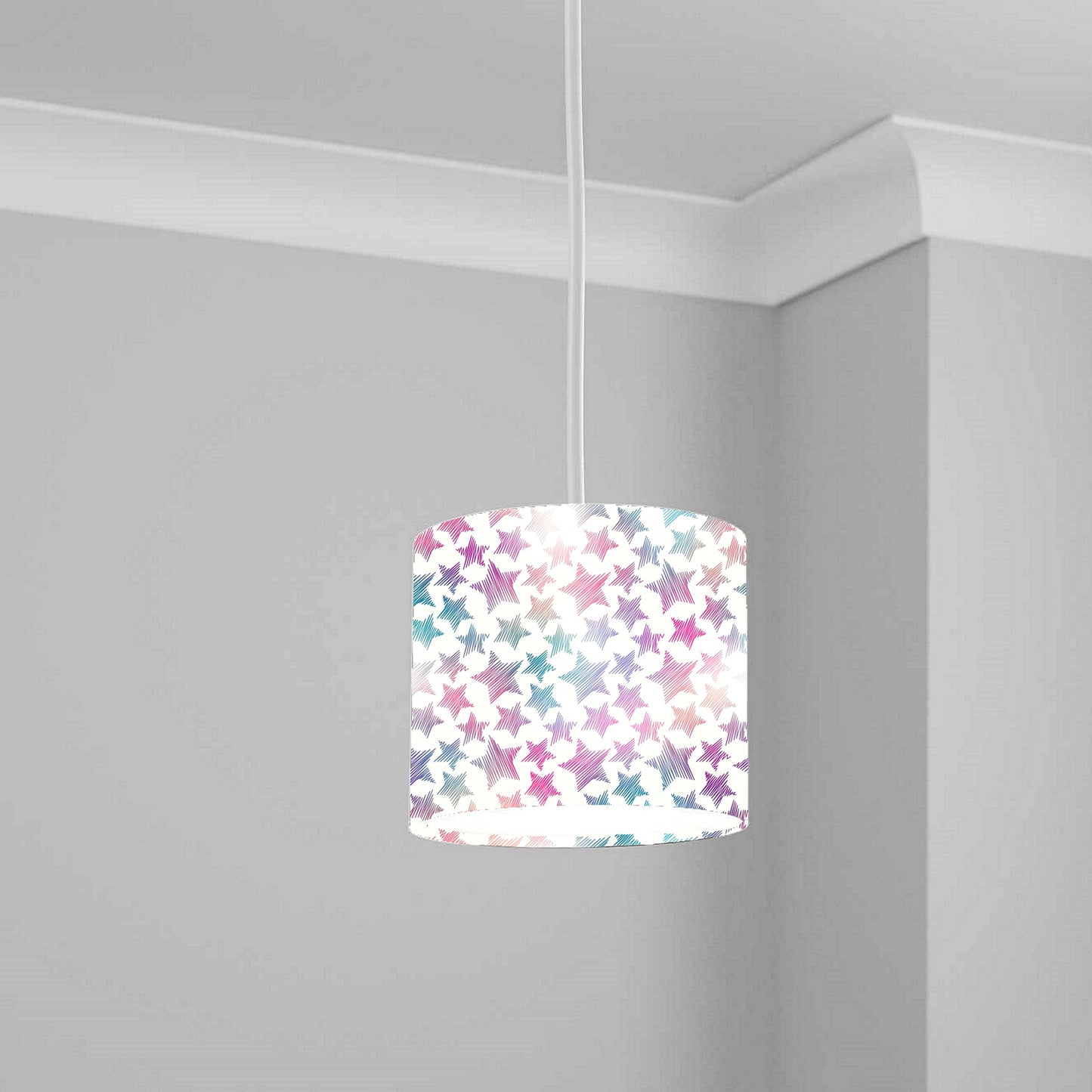 Multicolor Star Pattern Ceiling Lampshade Lightshade for Nursery - 20cm x 18.5cm