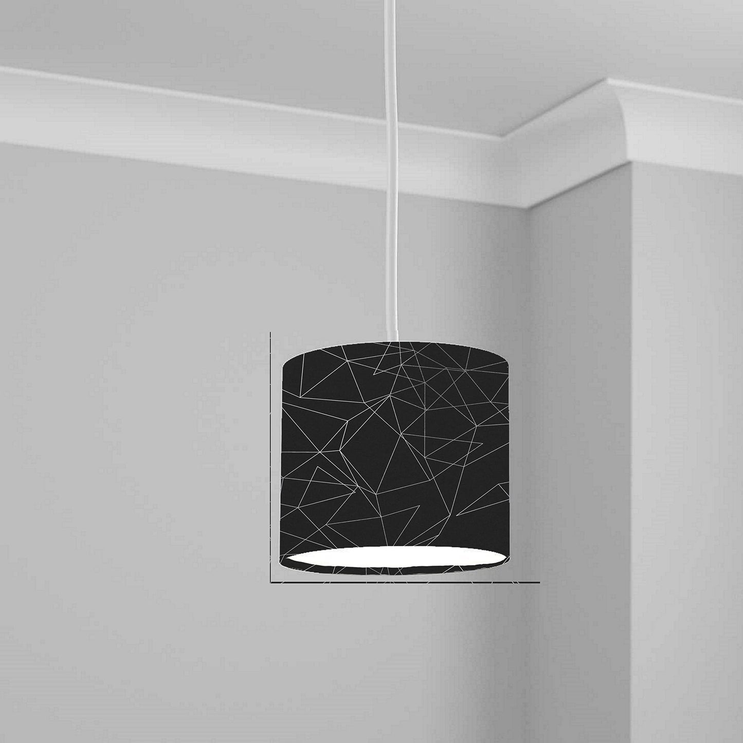 Geometric Black and White Pattern Ceiling Lampshade Lightshade for Room - 20cm x 18.5cm