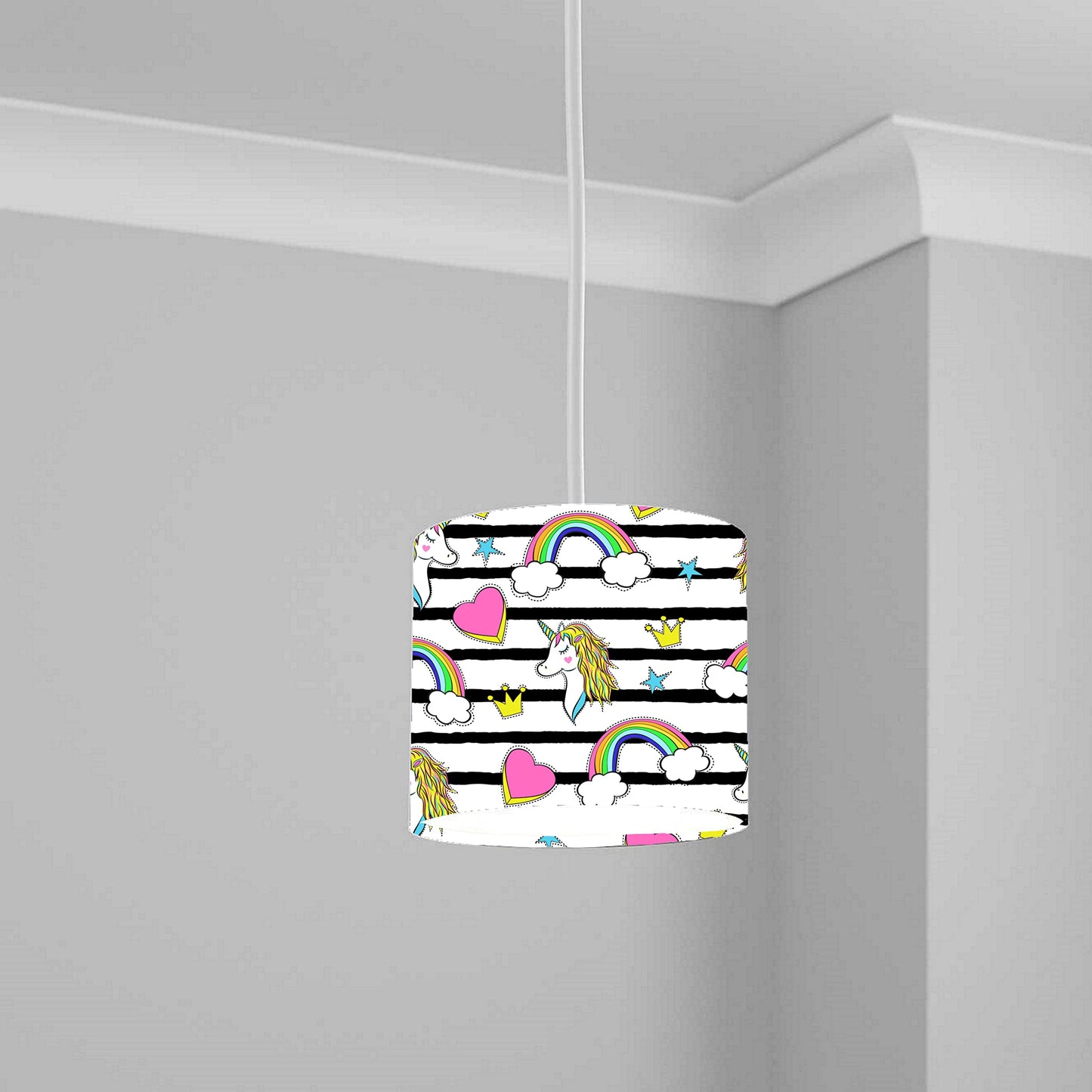 Unicorn Rainbow Hearts Ceiling Lampshade Lightshade for Kid's Room - 20cm x 18.5cm