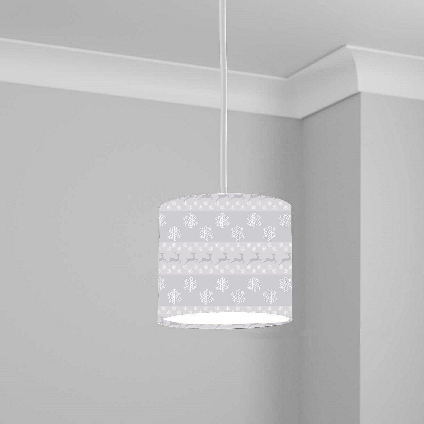 Grey Snowflake Reindeer Christmas Ceiling Lampshade Lightshade for Room - 20cm x 18.5cm