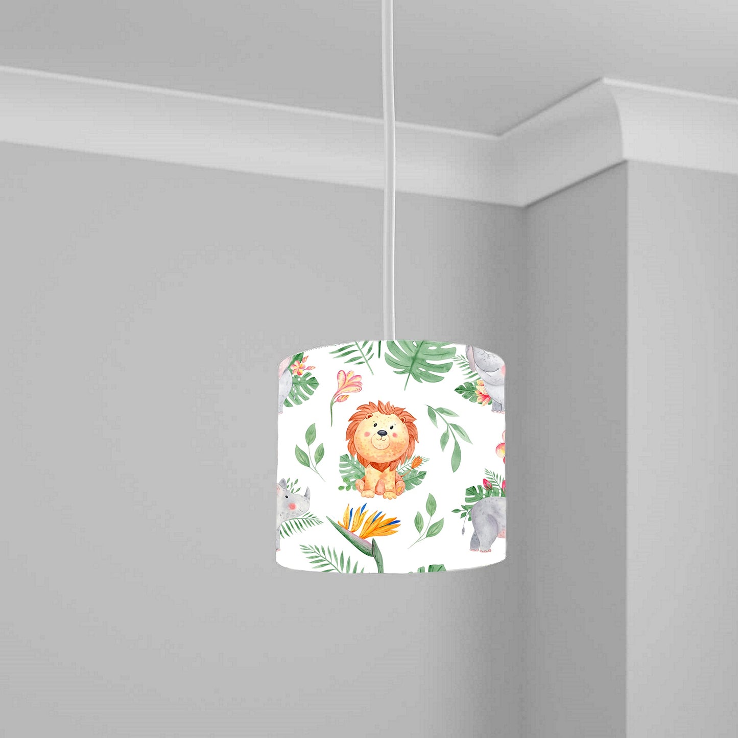 Jungle Safari Animal Print Ceiling Lampshade Lightshade for Nursery - 20cm x 18.5cm