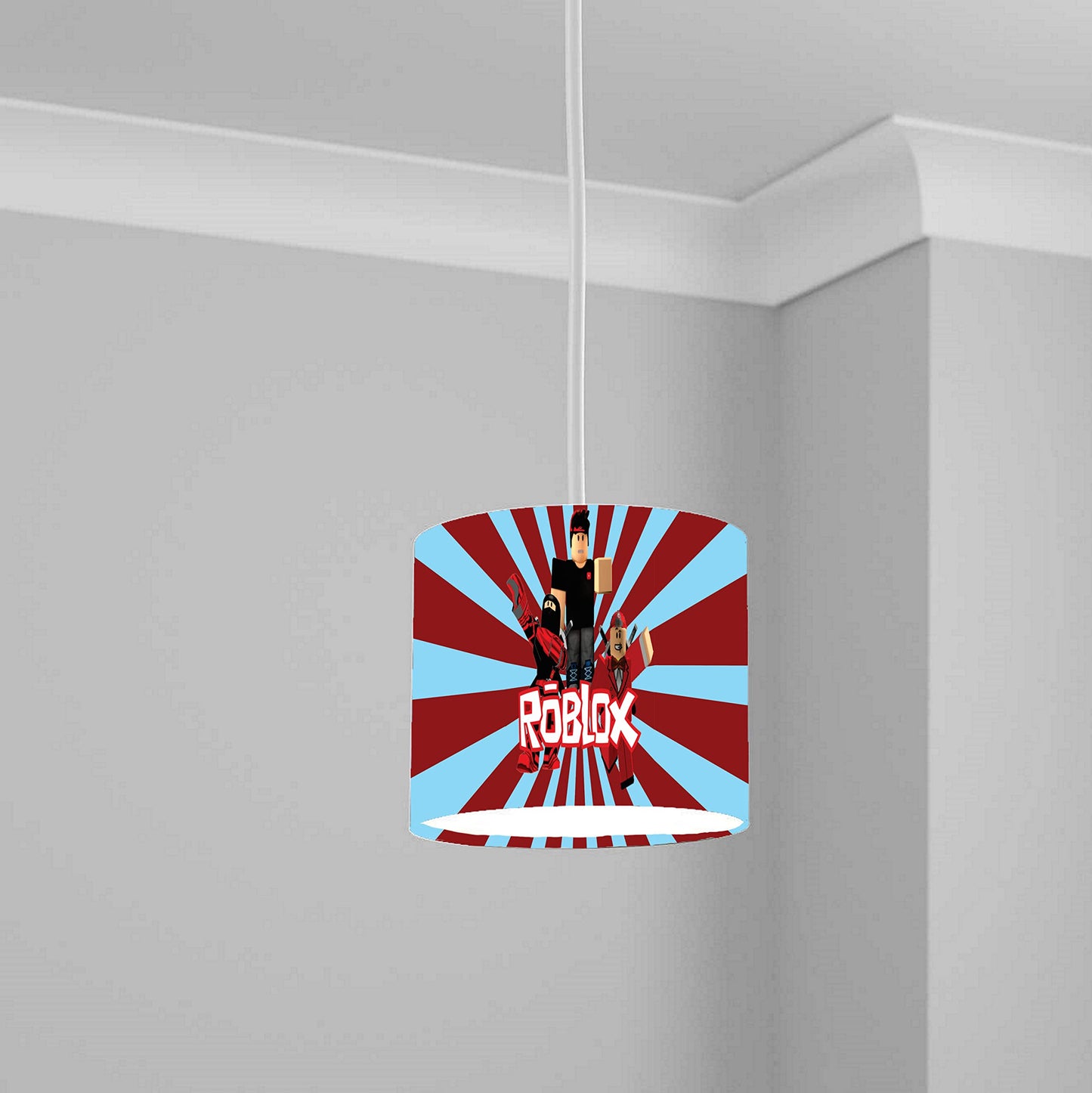 Gaming Red and Blue Stripes Ceiling Lampshade Lightshade for Kids Room - 20cm x 18.5cm