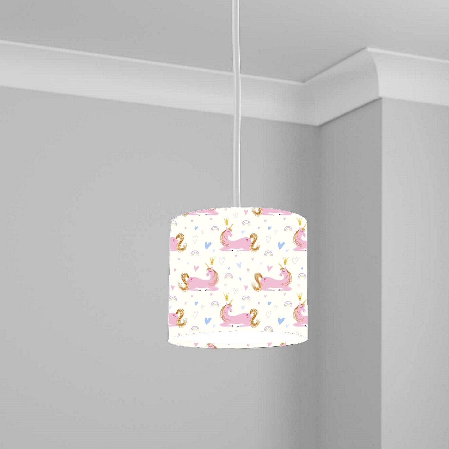 Pastel Unicorn and Stars Ceiling Lampshade Lightshade for Nursery - 20cm x 18.5cm