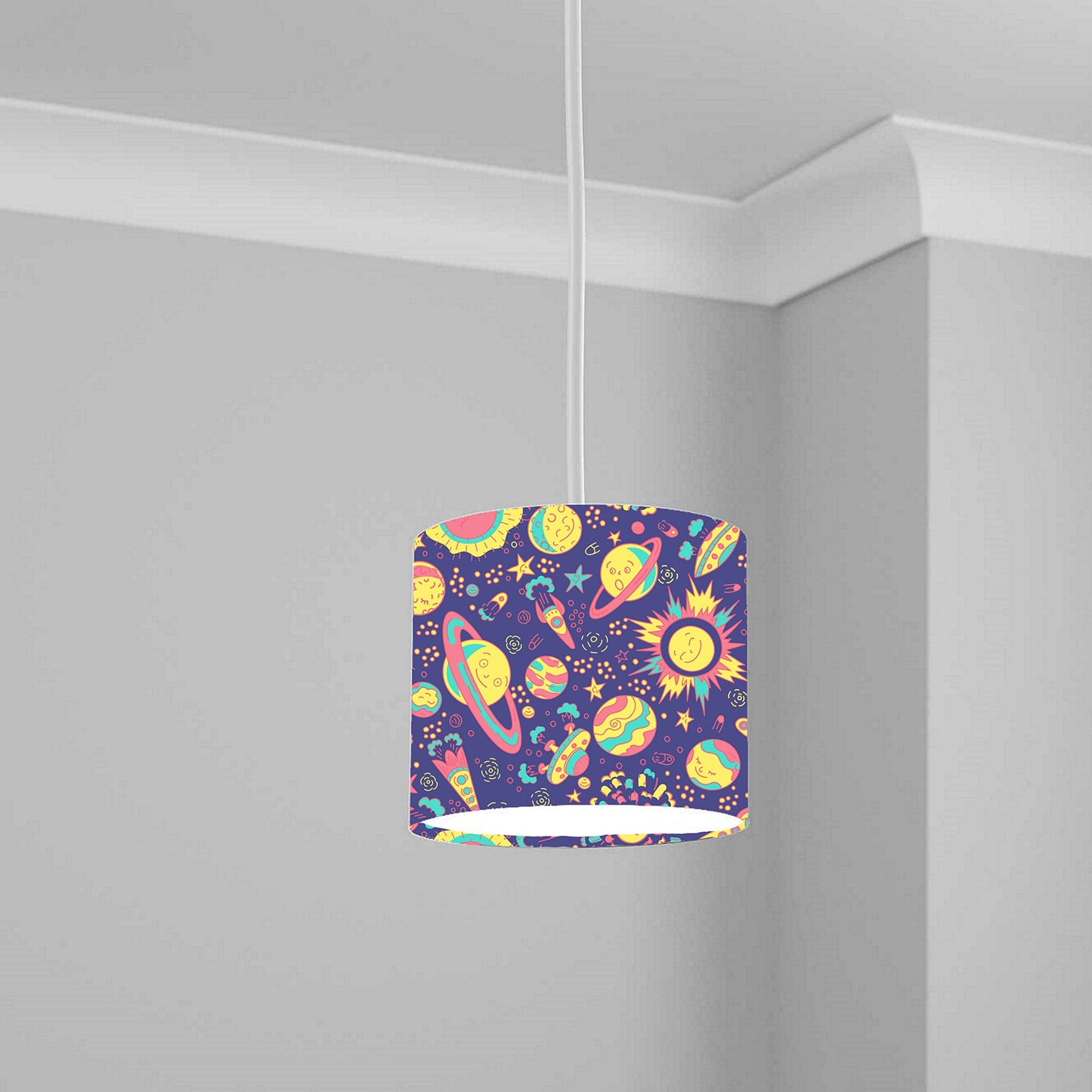 Space Rocket Planets Ceiling Lampshade Lightshade for Kids' Room - 20cm x 18.5cm