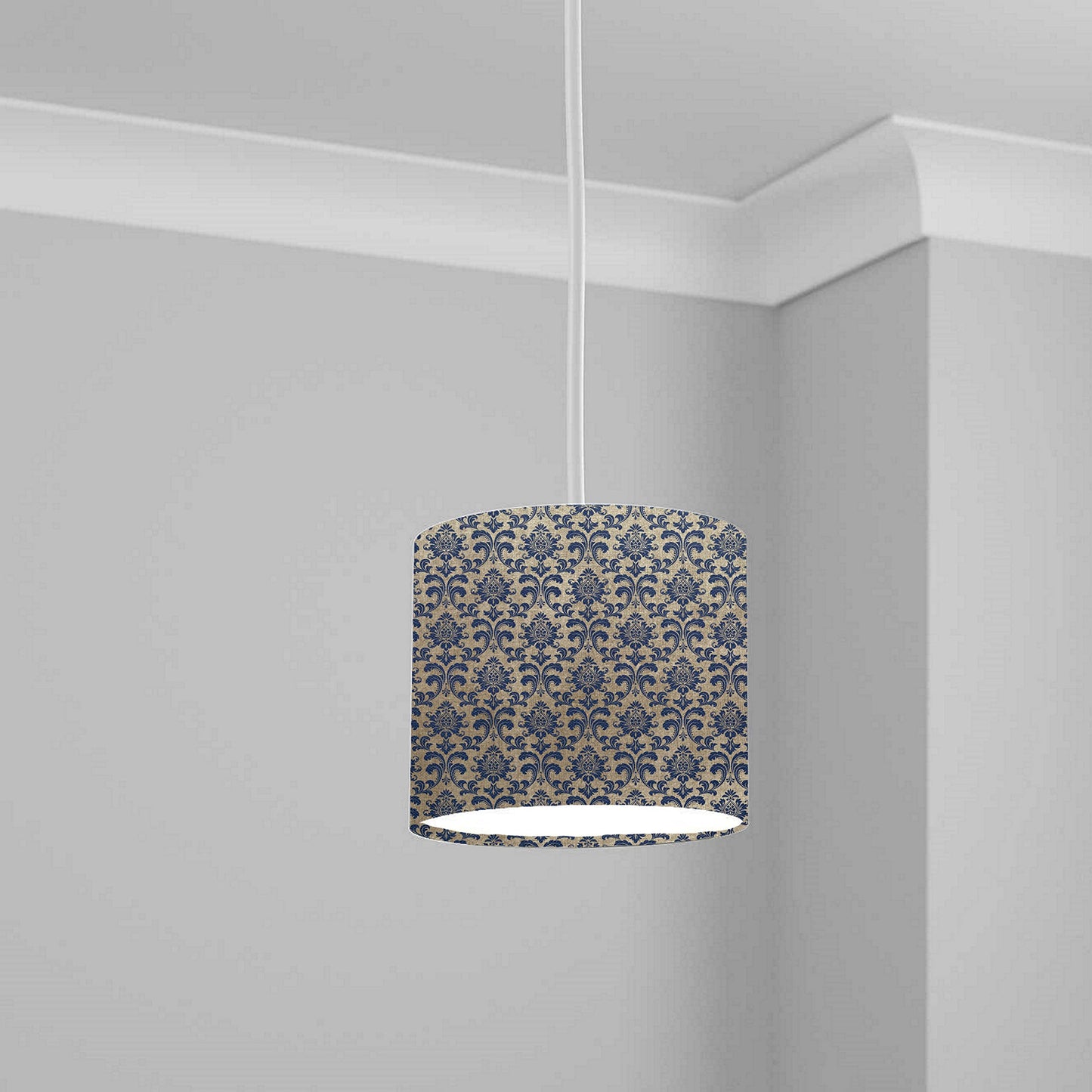 Elegant Navy Floral Pattern Ceiling Lampshade Lightshade for Room - 20cm x 18.5cm