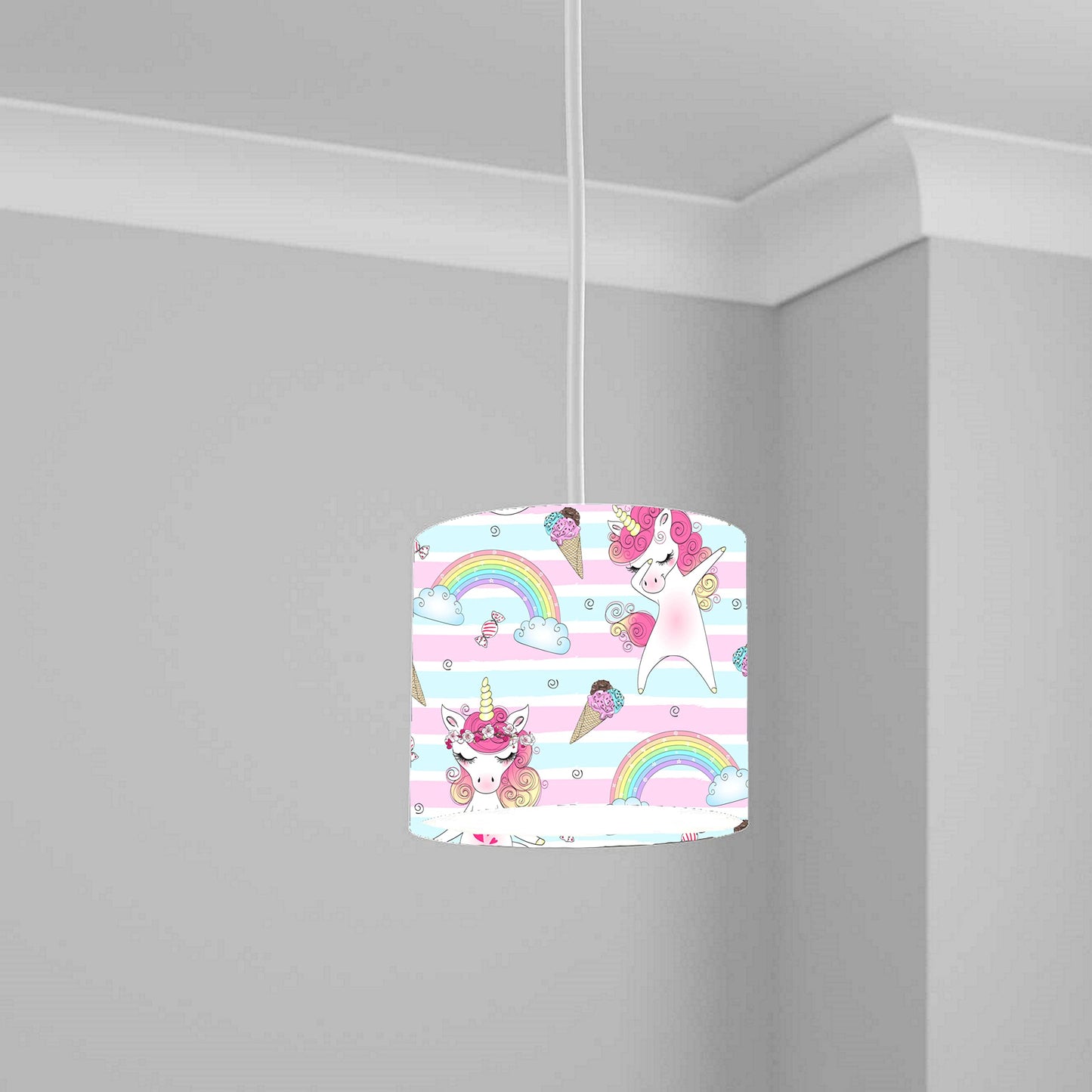 Pink Unicorn Rainbow Ceiling Lampshade Lightshade for Nursery - 20cm x 18.5cm