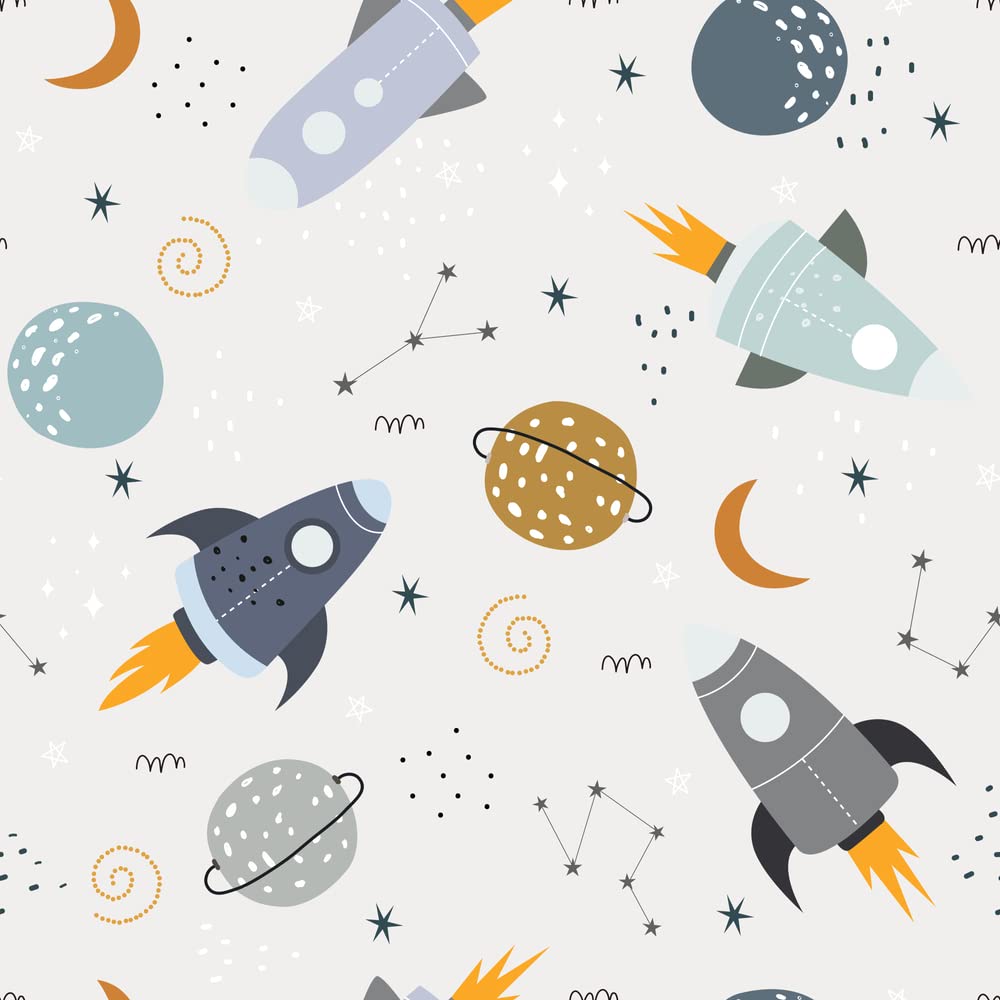 Rocket and Planet Space Theme Ceiling Lampshade Lightshade for Nursery - 20cm x 18.5cm