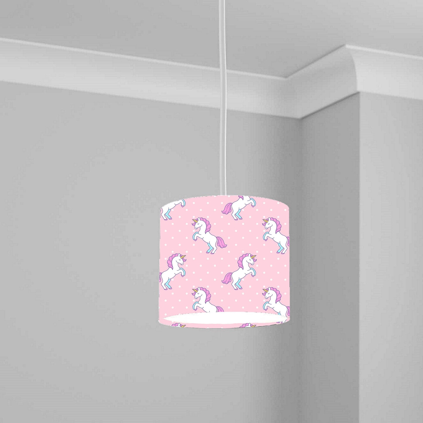 Pink Unicorn Ceiling Lampshade Lightshade for Nursery - 20cm x 18.5cm, Multicoloured