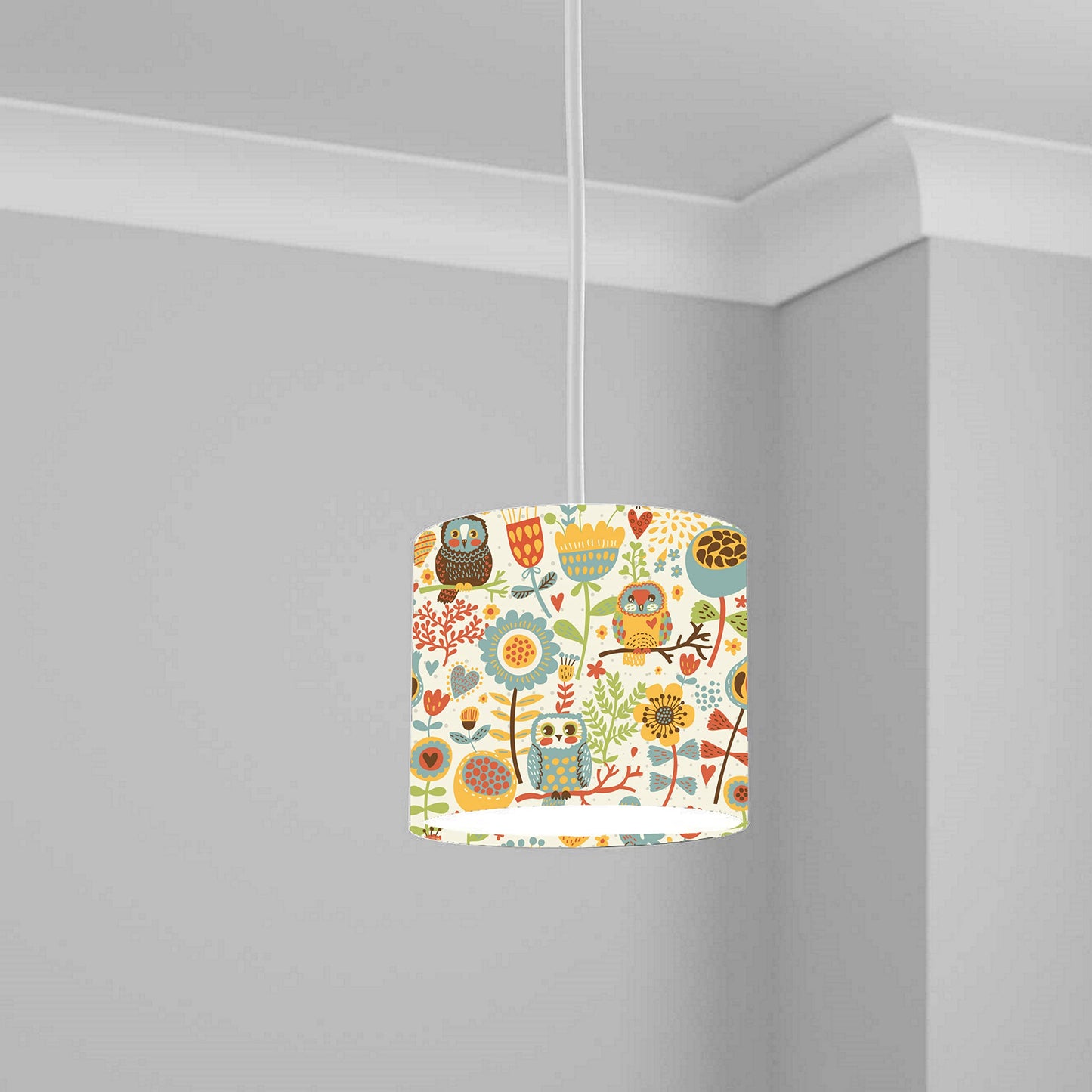 Owl Lampshade Flower Kids Bird Bedroom lightshade Light Shade 20CM X 18.5CM