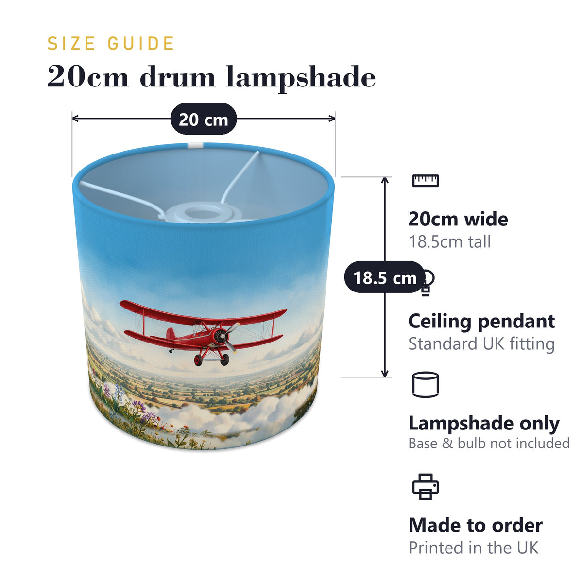 Sky Planes wraparound lampshade - Vintage Flight - photo 7