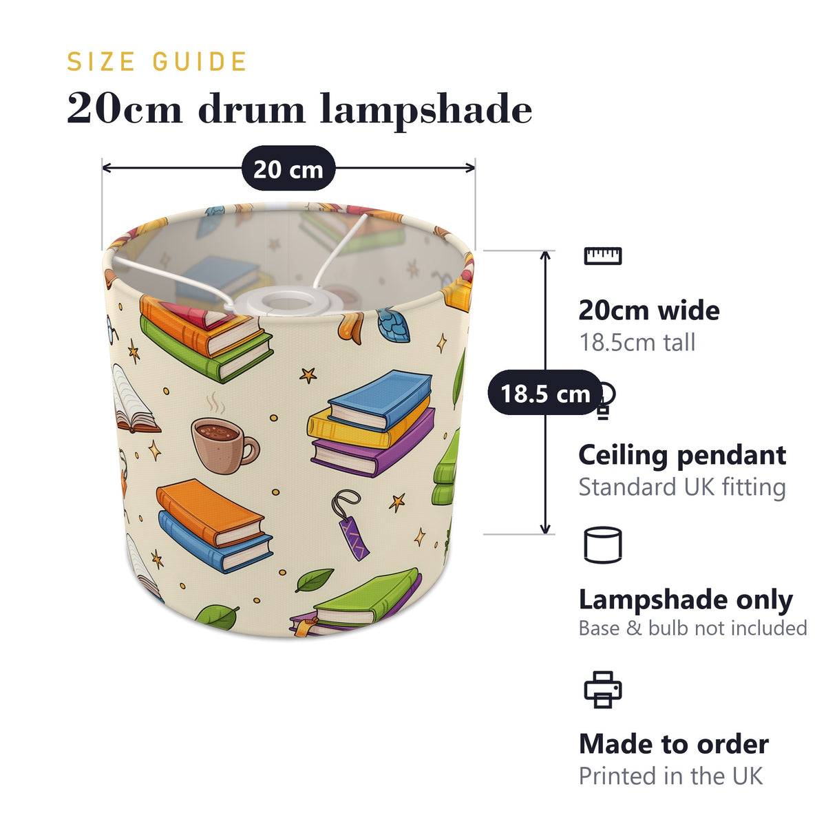 Cream Reading Nook lampshade - 20cm x 18.5cm Ceiling - photo 7