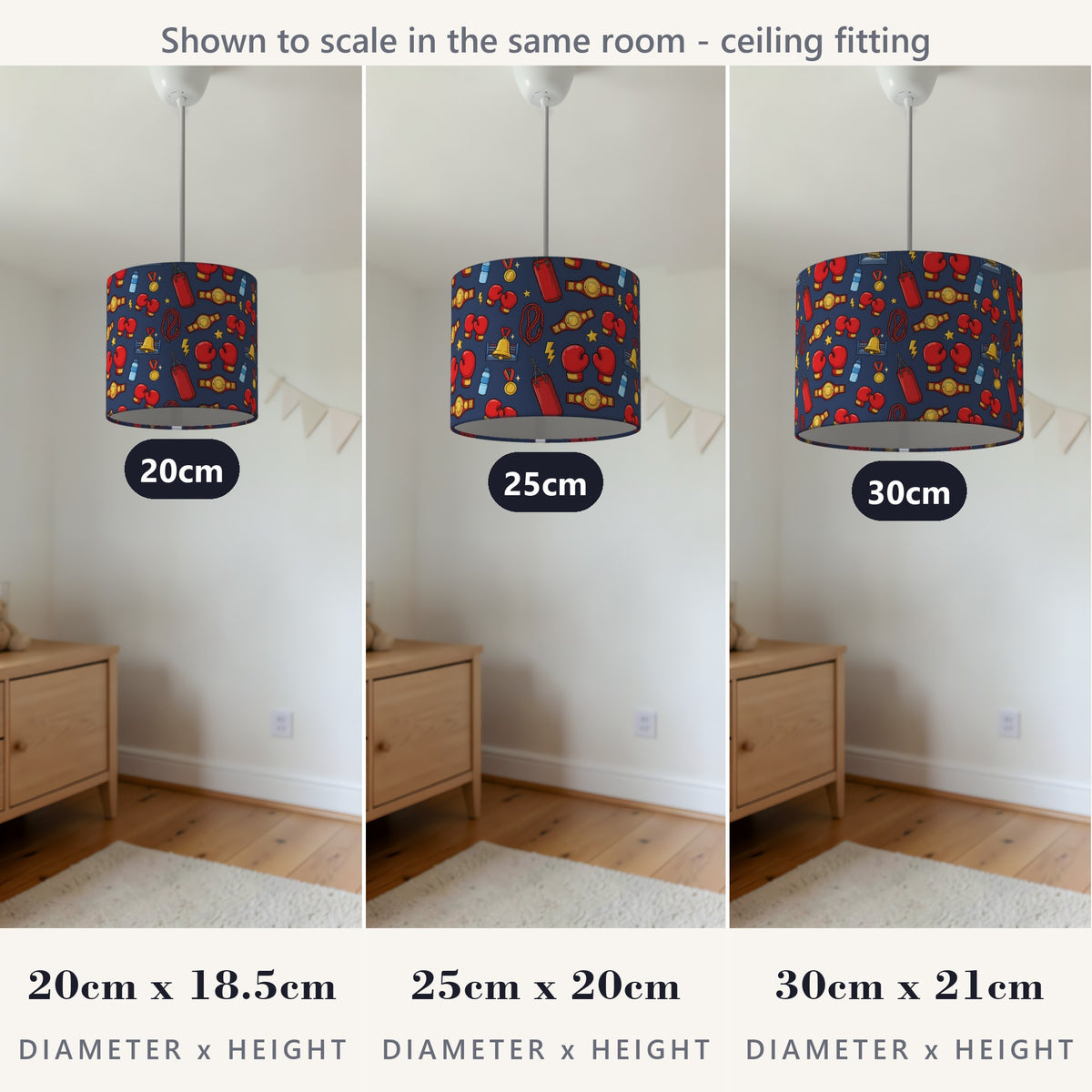 Navy Little Champ lampshade - 20cm x 18.5cm Ceiling - photo 4