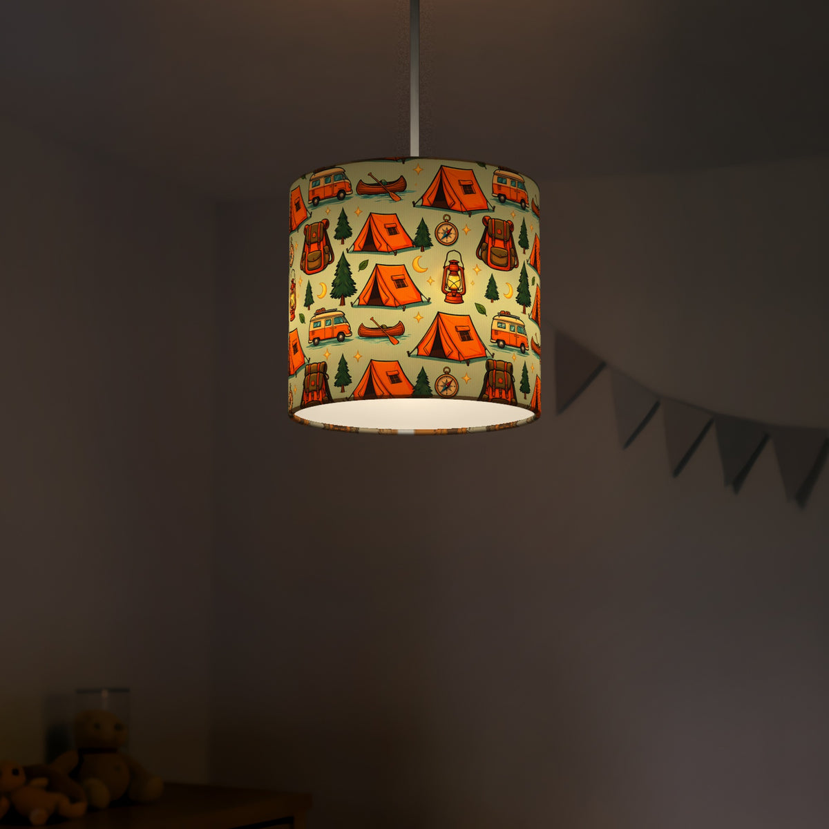 Sage Happy Campers lampshade - 20cm x 18.5cm Ceiling - photo 5
